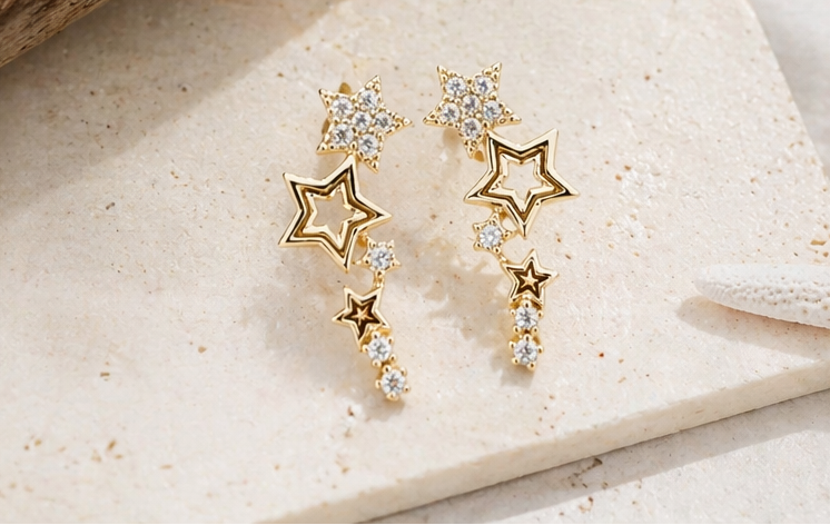 Nova Drops Earrings-Gold