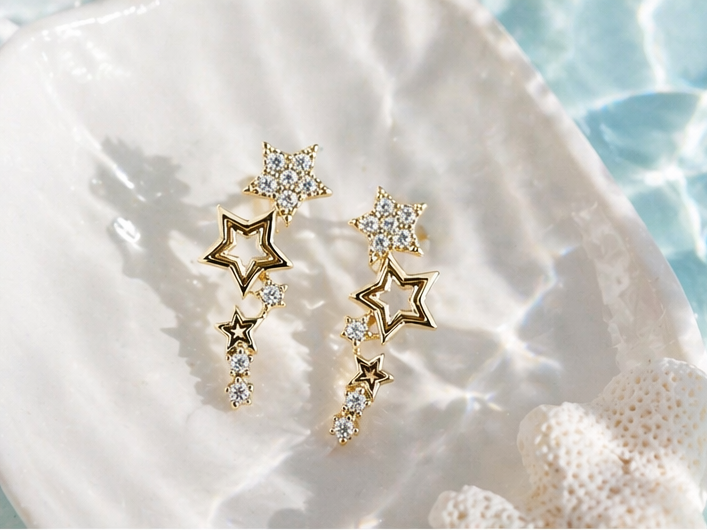 Nova Drops Earrings-Gold