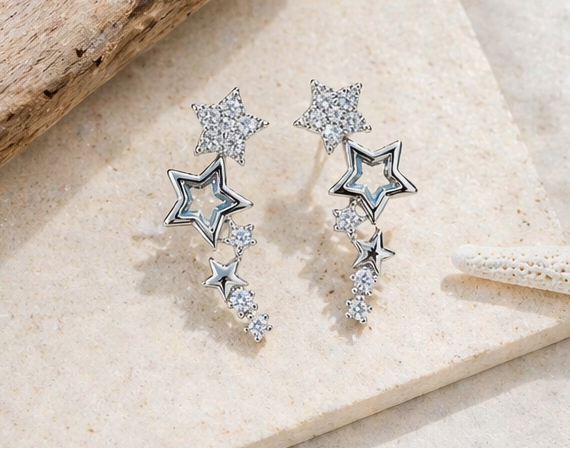 Nova Drop Earrings- Silver