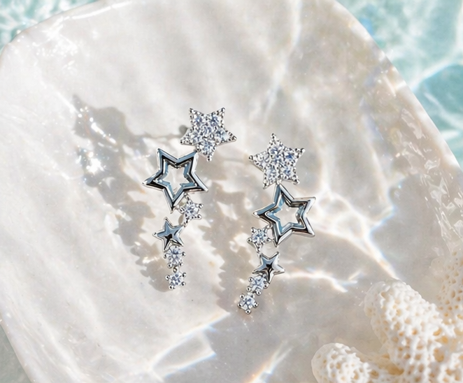 Nova Drop Earrings- Silver