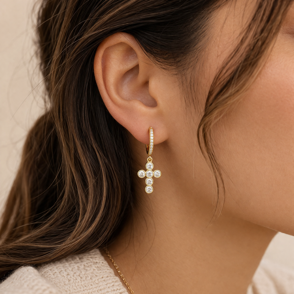 Cross Hoop Earrings