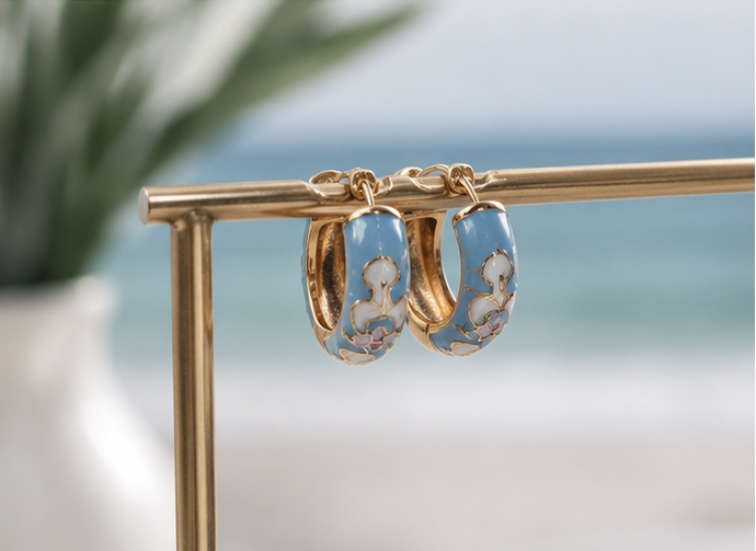 Azure Bloom Hoop Earrings