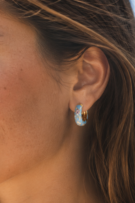 Azure Bloom Hoop Earrings